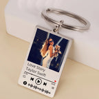 Jeshayuan Custom Picture Keychain Customized Music Song Key Ring Stainless Steel Personalized Photo Keychains Gifts for Lover