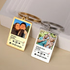Jeshayuan Custom Picture Keychain Customized Music Song Key Ring Stainless Steel Personalized Photo Keychains Gifts for Lover