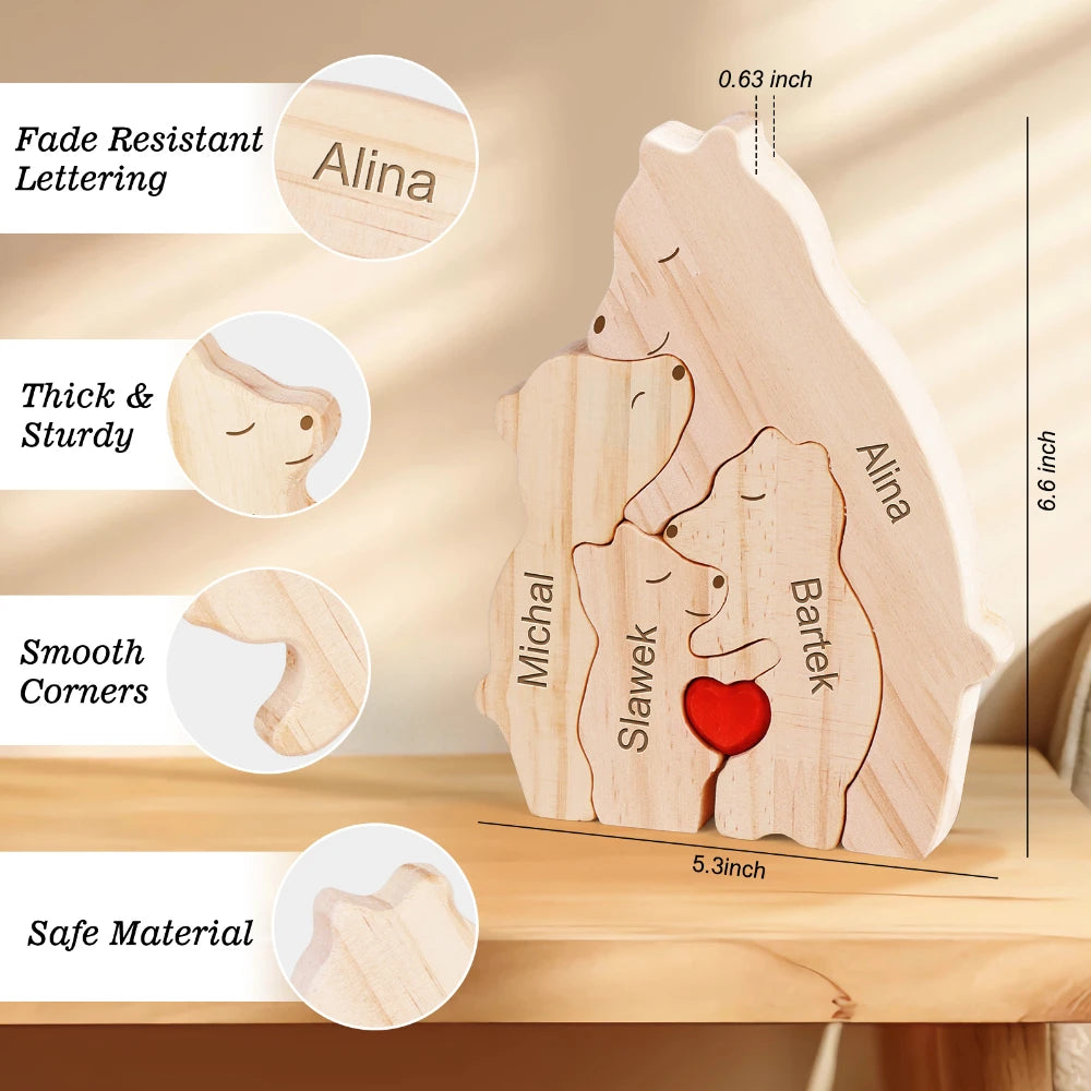 Wooden Bear Home Art Puzzle Personalized Custom Birthday Gift Art Puzzle Home Decor Christmas Thanksgiving Mom Home Warm Gift