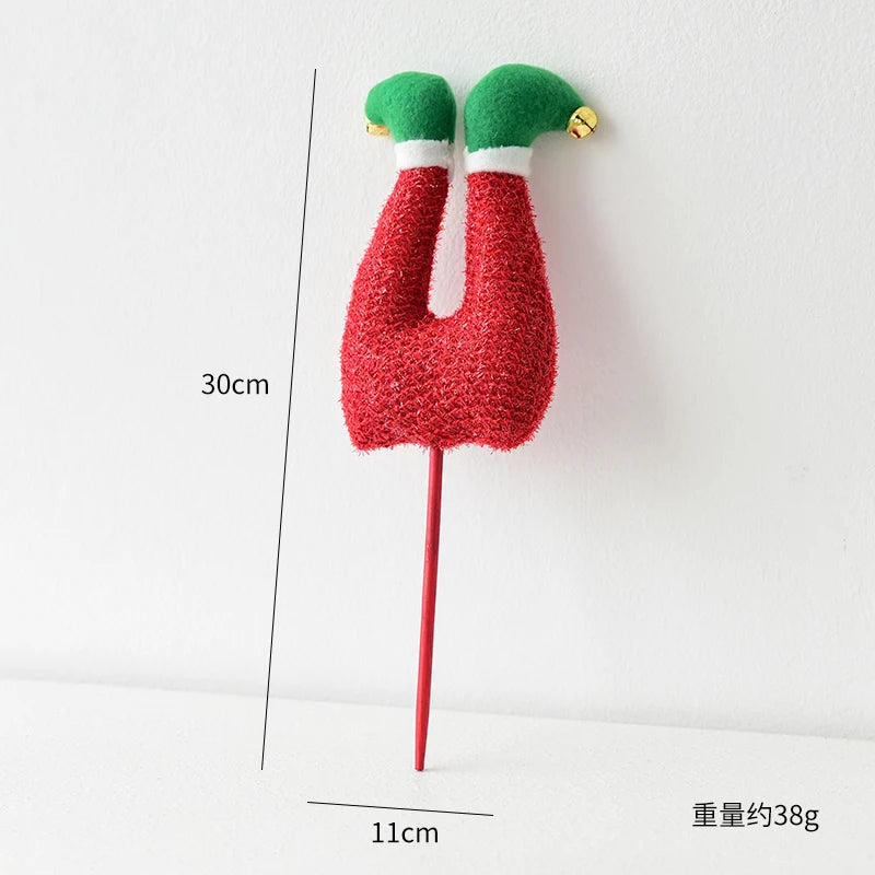 1 piece, Christmas elf figurine leg ornament, vase flower decoration, suitable for Christmas room and garden decoration.