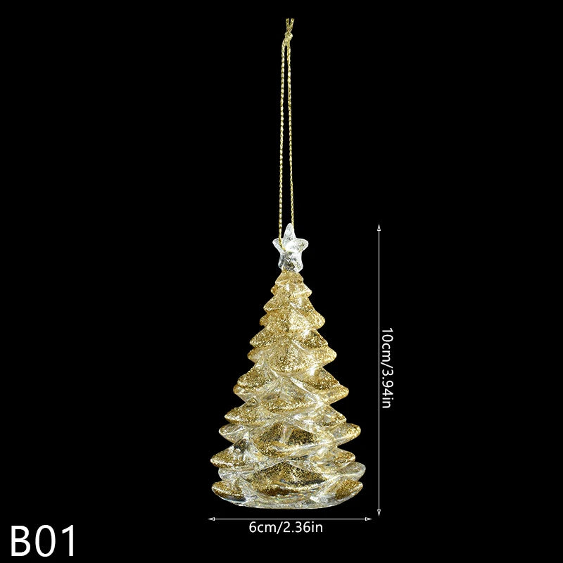 Christmas Crystal Ornaments Snowflake Christmas Tree Transparent Hanging Pendant Merry Christmas Party Decoration New Year 2024