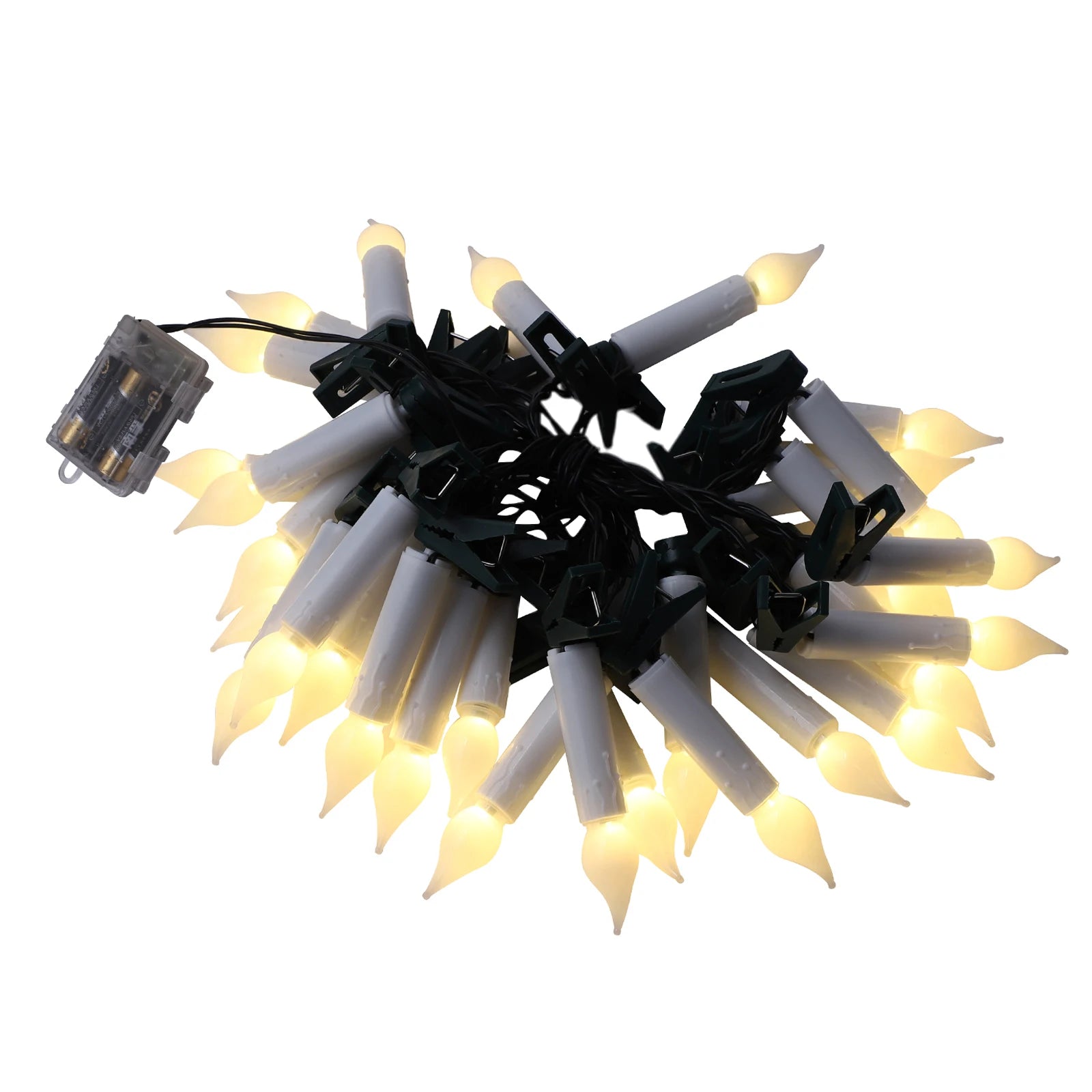Christmas LED Candle String Light with Clips 8 Mode Remote Control Flameless Battery Operated Candle Light for Xmas Party Decor