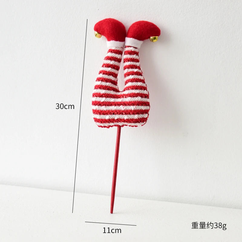1 piece, Christmas elf figurine leg ornament, vase flower decoration, suitable for Christmas room and garden decoration.