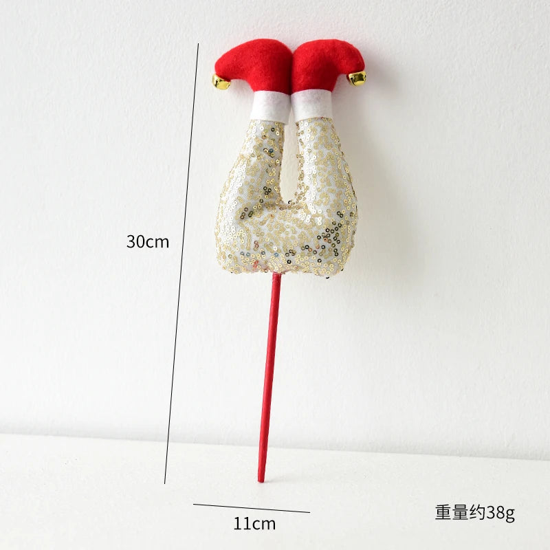 1 piece, Christmas elf figurine leg ornament, vase flower decoration, suitable for Christmas room and garden decoration.