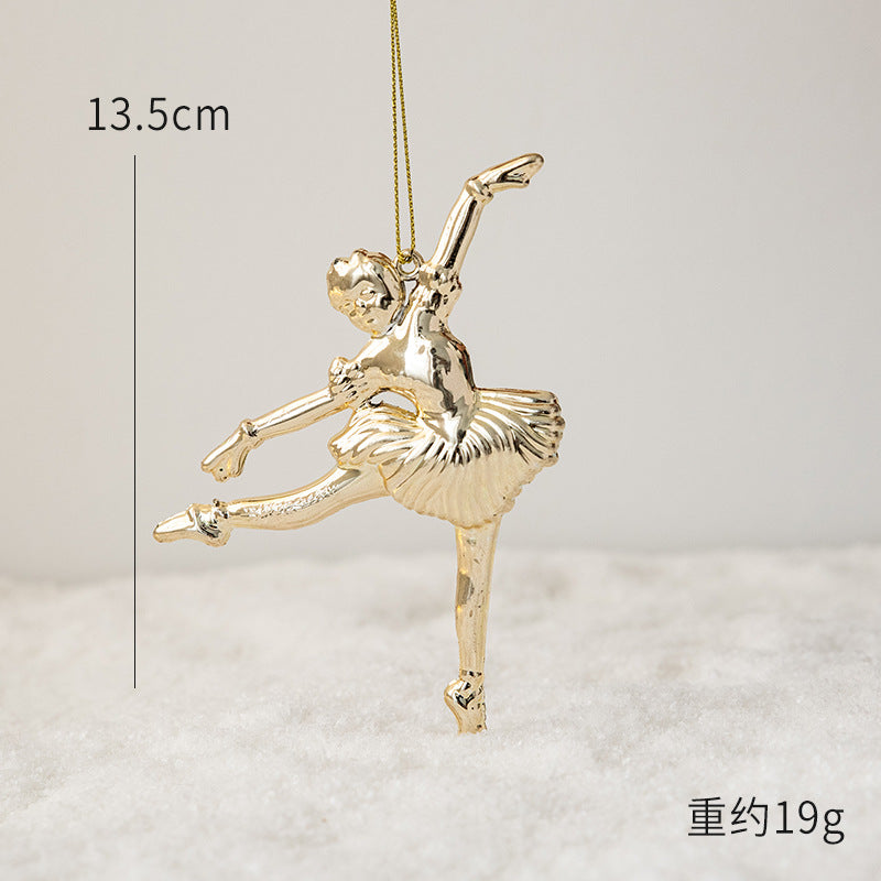 1pc Gold Silver Glitter Angel Ballerina Girl Pendants Merry Christmas Tree Decorations for Home Xmas Ornaments Hanging Pendant