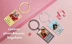 Jeshayuan Custom Picture Keychain Customized Music Song Key Ring Stainless Steel Personalized Photo Keychains Gifts for Lover