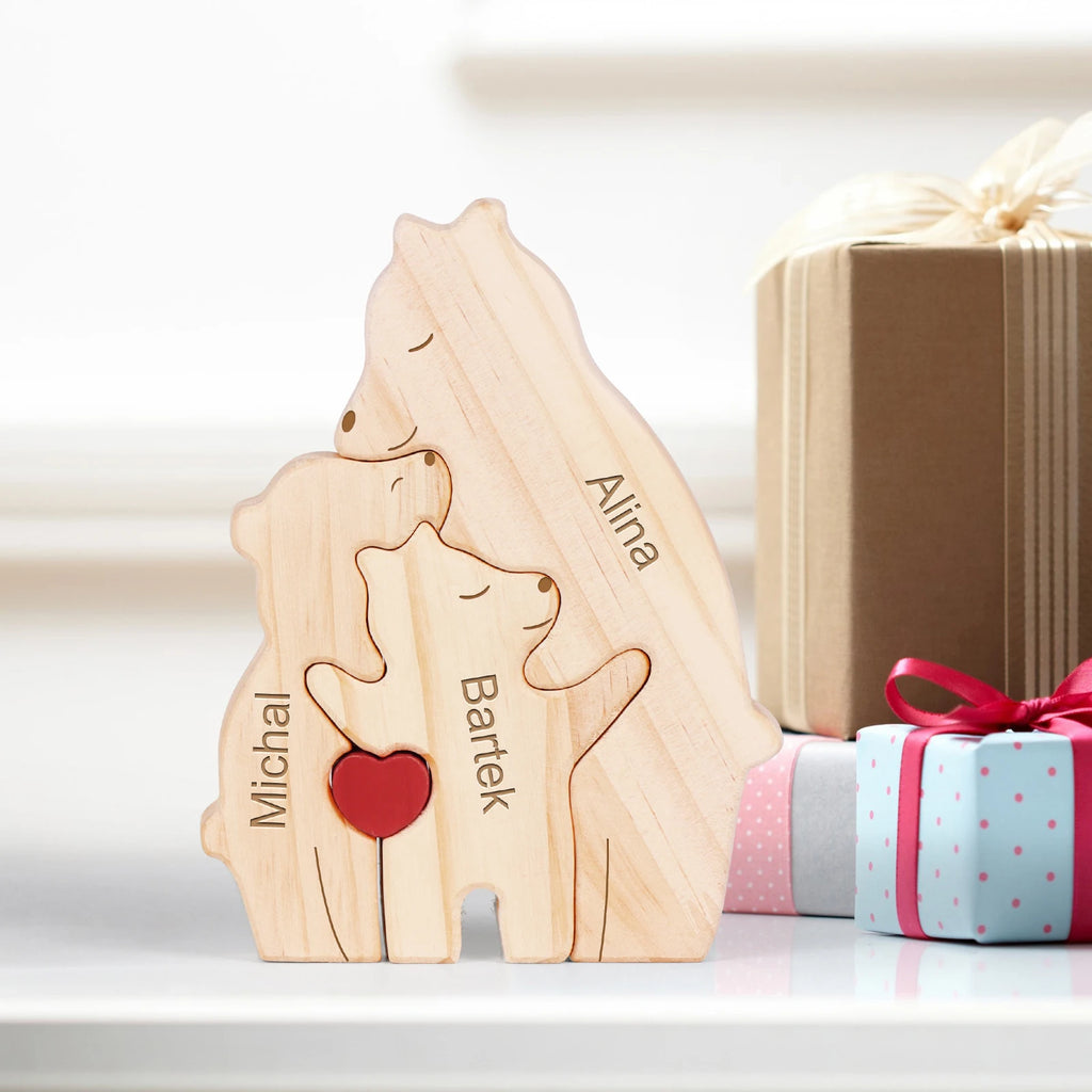 Wooden Bear Home Art Puzzle Personalized Custom Birthday Gift Art Puzzle Home Decor Christmas Thanksgiving Mom Home Warm Gift