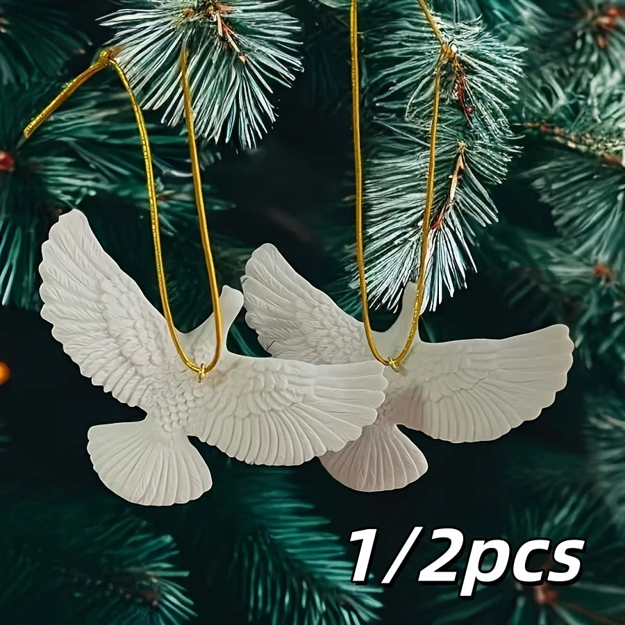 1/2pcs Peace Doves Resin Christmas Decorations Creative Home Festival Sculpture Outdoor Courtyard Friendship Dove Decoration