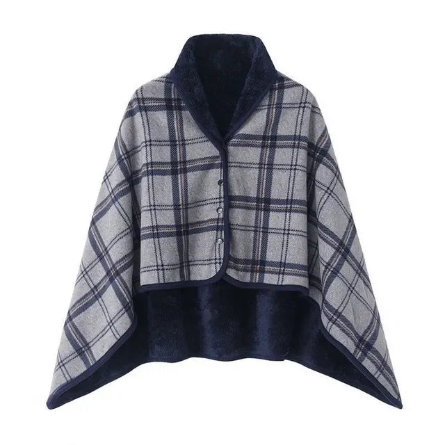 Thick Plaid Blanket Warm Winter Wearable Blanket Adults Office Travel Soft Fleece Throw Blankets With Button Home Shawl