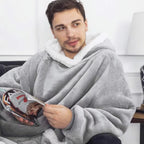 180cm Super Long Flannel Blanket Pyjamas with Sleeves Winter Hoodies Sweatshirt Women Men Pullover Fleece Giant Oversized Outdoo