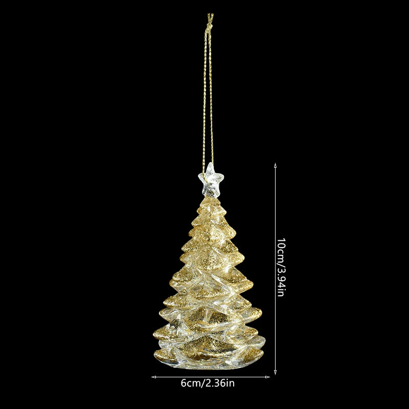 Christmas Crystal Ornaments Snowflake Christmas Tree Transparent Hanging Pendant Merry Christmas Party Decoration New Year 2024