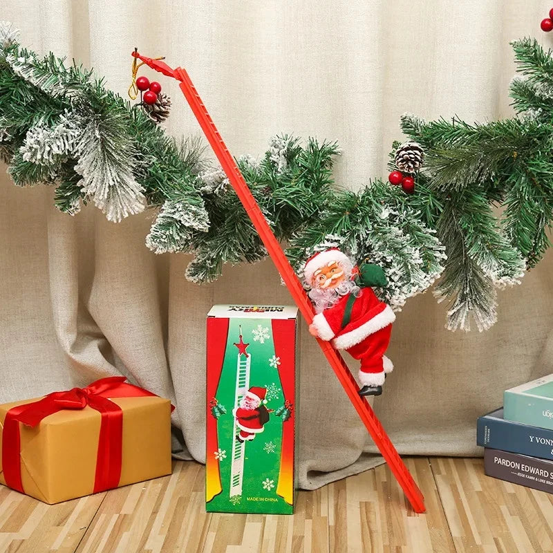 Electric Climbing Ladder Santa Claus Music Doll Christmas Ornament Decoration for Home Christmas Tree Hanging Decor NewYear Gift