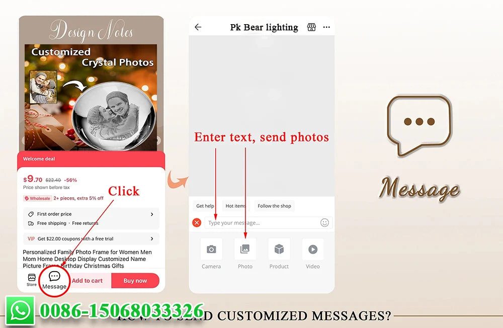 Custom Crystal Ball Photo LED Night Light Bedroom Office Decoration Gift Wedding Couple's Parents Pet Photos Souvenir Gifts