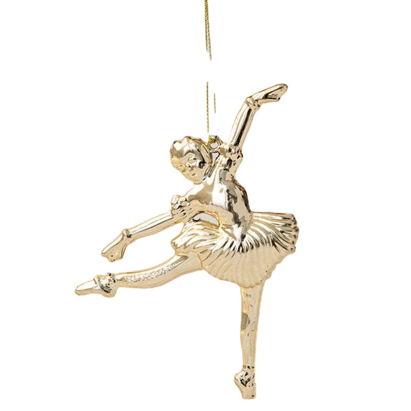 1pc Gold Silver Glitter Angel Ballerina Girl Pendants Merry Christmas Tree Decorations for Home Xmas Ornaments Hanging Pendant