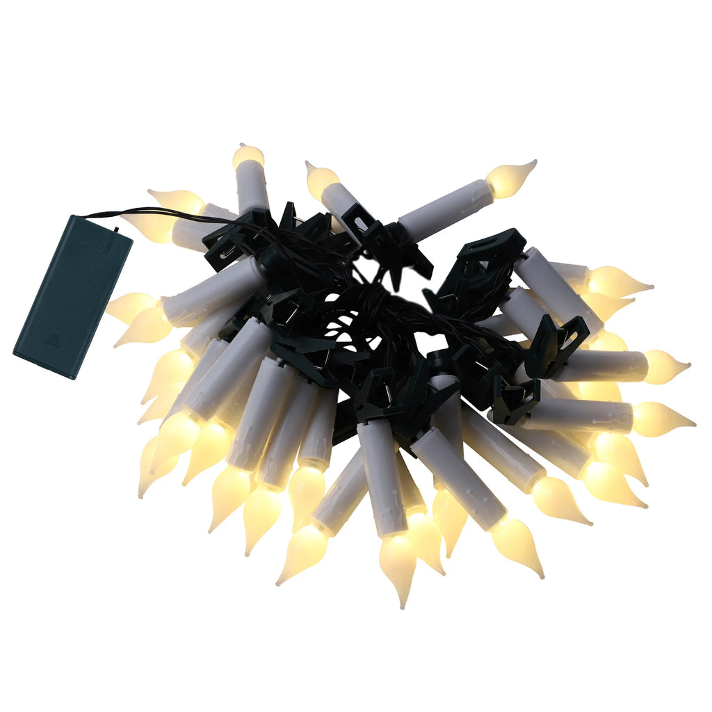 Christmas LED Candle String Light with Clips 8 Mode Remote Control Flameless Battery Operated Candle Light for Xmas Party Decor