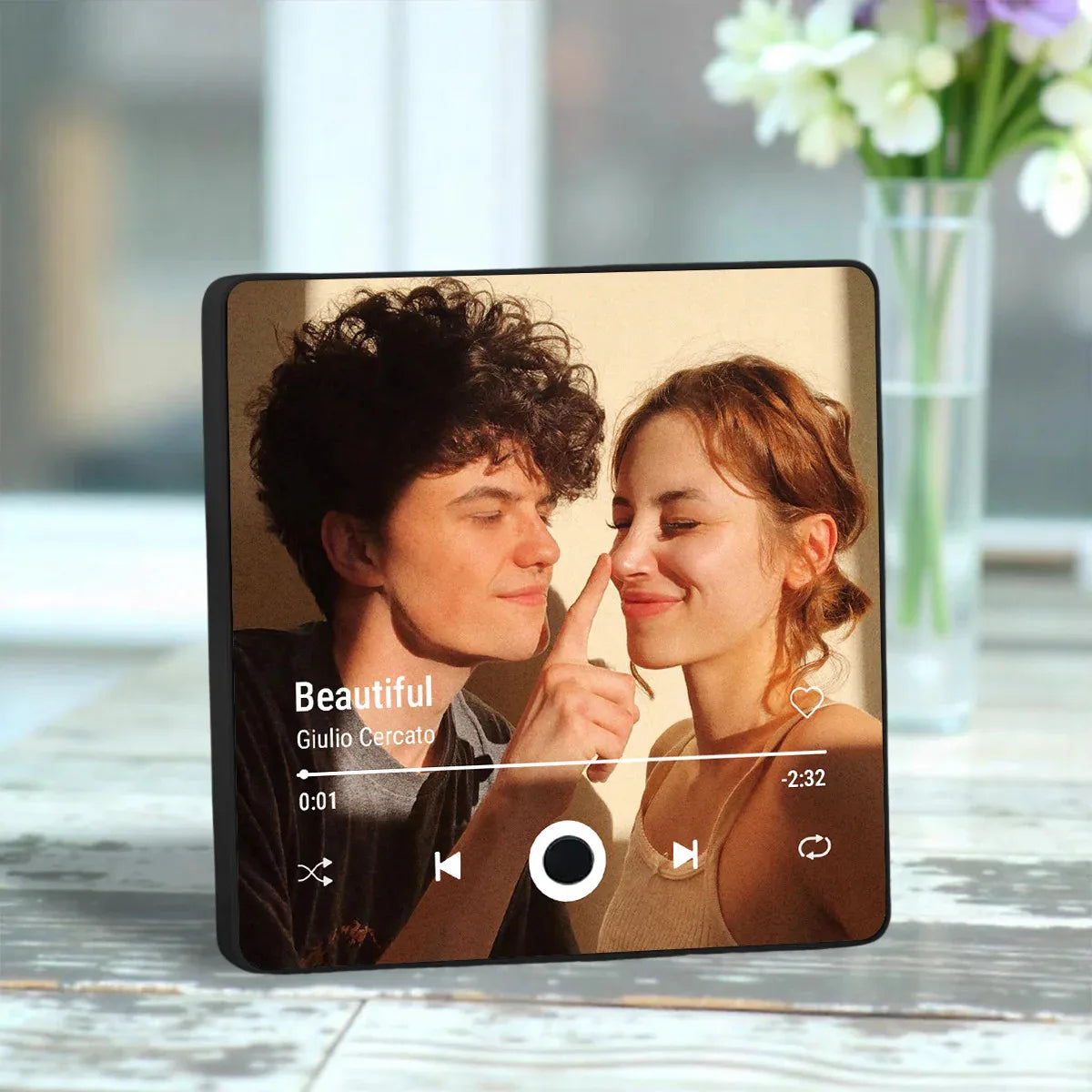 Customized Photo Music Fridge Magnet with Frame, Personalized Refrigerator Magnets, Best Christmas Gift For Girlfriend For Wife