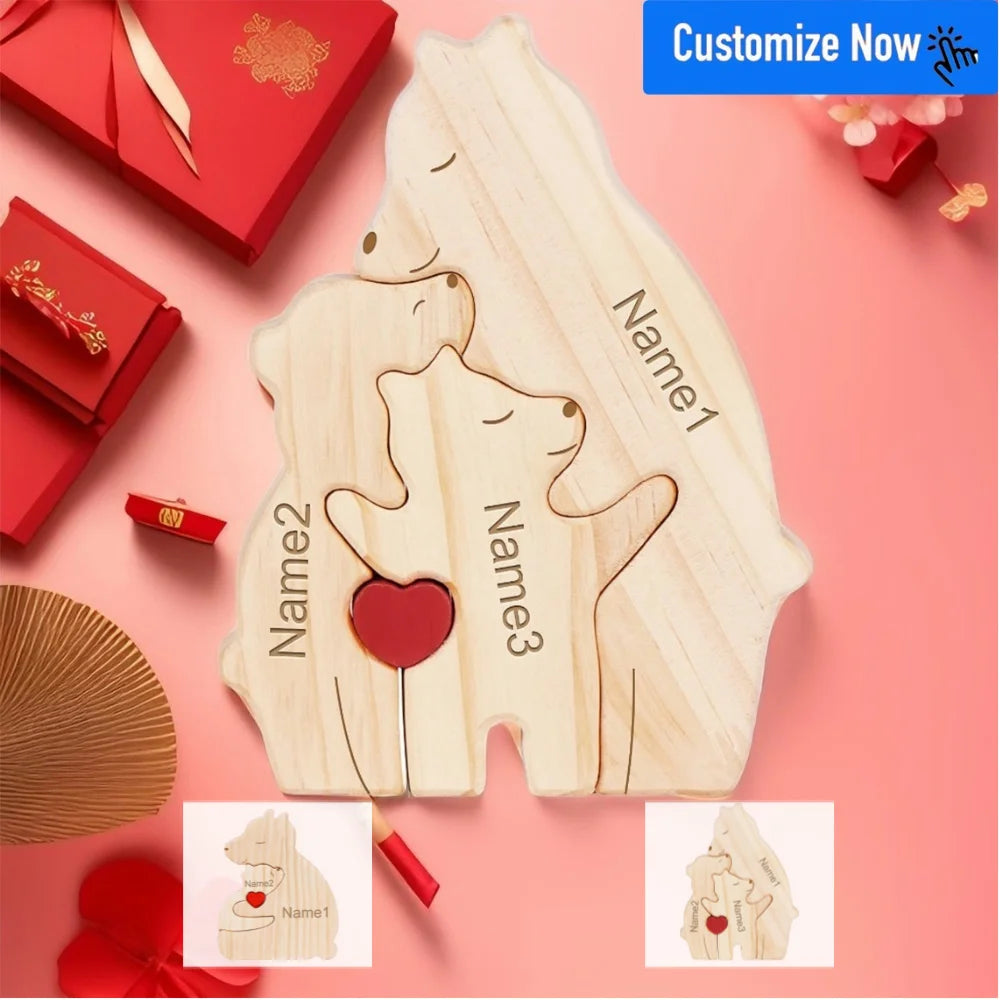 Wooden Bear Home Art Puzzle Personalized Custom Birthday Gift Art Puzzle Home Decor Christmas Thanksgiving Mom Home Warm Gift