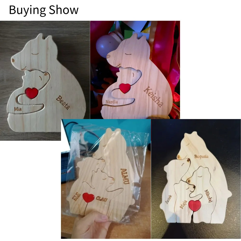 Wooden Bear Home Art Puzzle Personalized Custom Birthday Gift Art Puzzle Home Decor Christmas Thanksgiving Mom Home Warm Gift
