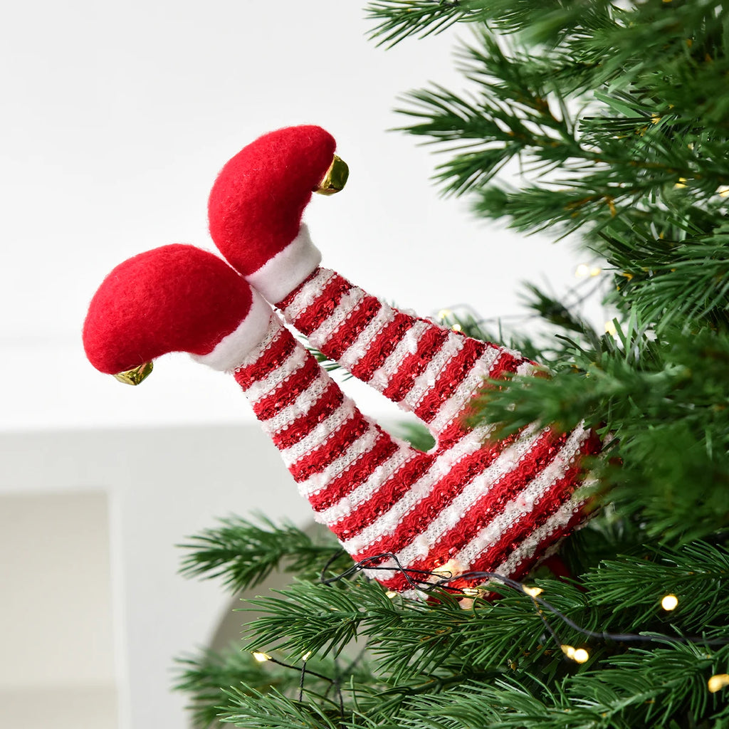 1 piece, Christmas elf figurine leg ornament, vase flower decoration, suitable for Christmas room and garden decoration.