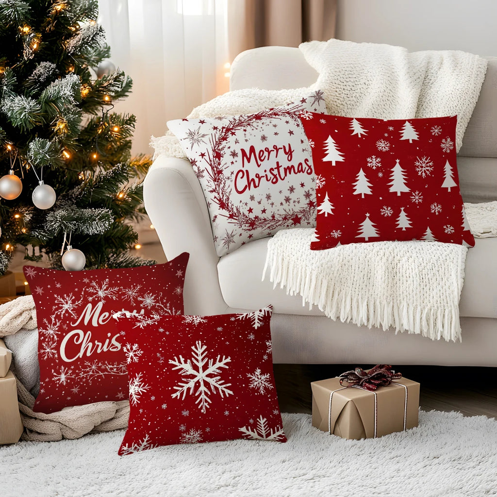 Christmas Snowflakes Cushions Pillowcase Polyester Cushion Cover Throw Pillow Sofa Decoration Pillowcover Home Decor