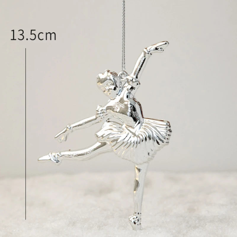 1pc Gold Silver Glitter Angel Ballerina Girl Pendants Merry Christmas Tree Decorations for Home Xmas Ornaments Hanging Pendant
