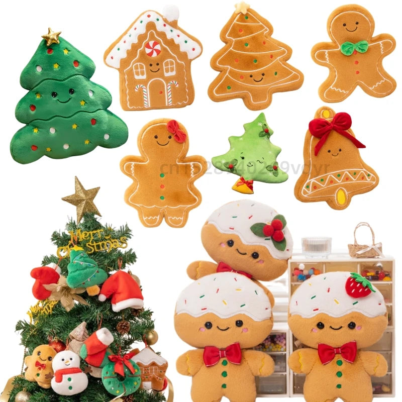 Christmas Series Gingerbread Plush Doll Key Pendant House Wreath Socks Glove Hat Snowman Tree Toy Christmas Tree Party Decor