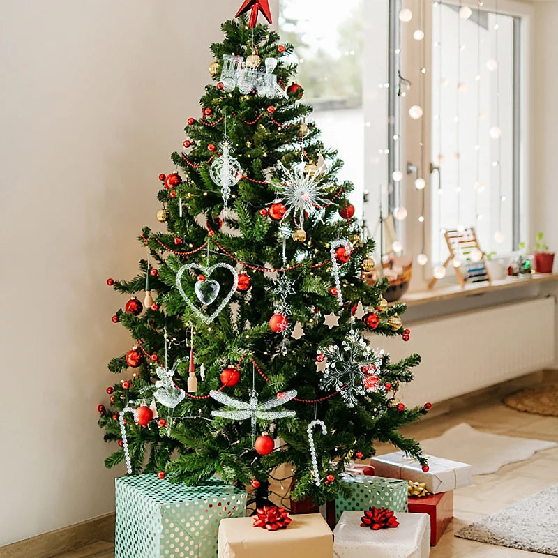 Christmas Crystal Ornaments Snowflake Christmas Tree Transparent Hanging Pendant Merry Christmas Party Decoration New Year 2024