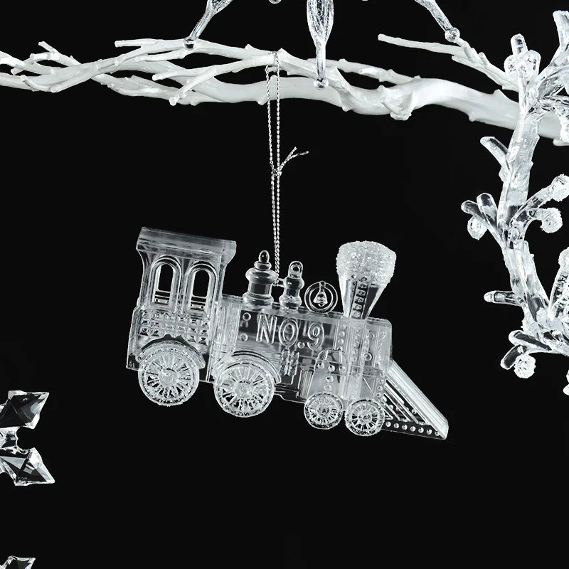 Christmas Crystal Ornaments Snowflake Christmas Tree Transparent Hanging Pendant Merry Christmas Party Decoration New Year 2024