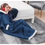 180cm Super Long Flannel Blanket Pyjamas with Sleeves Winter Hoodies Sweatshirt Women Men Pullover Fleece Giant Oversized Outdoo