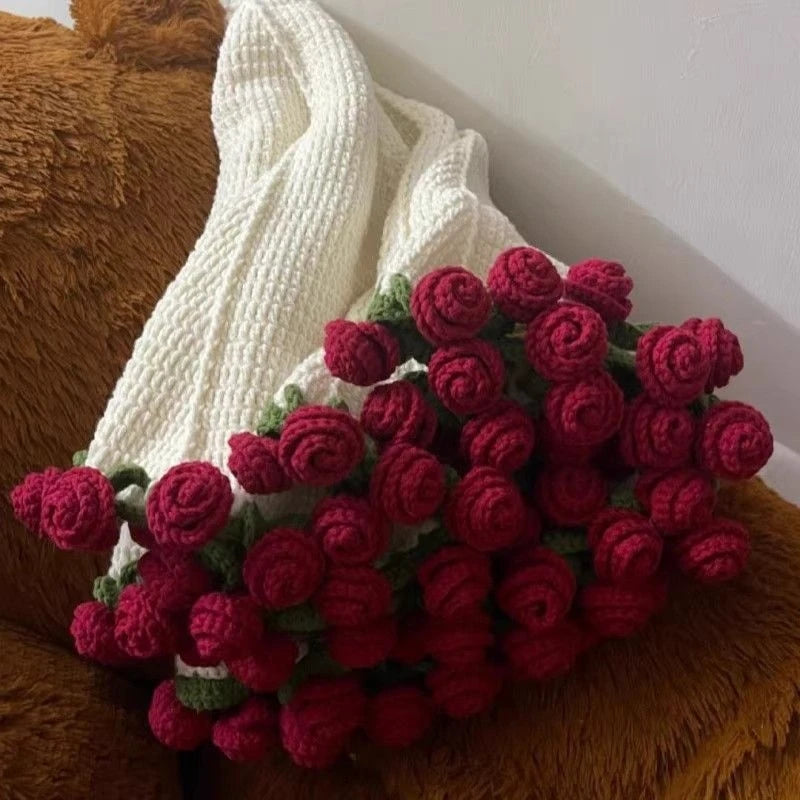 Rose Bouquet Blanket Crochet Sunflower Blanket Bouquet Handmade Blanket of Roses Sofa Blanket manta de rosas Manta De Ramo