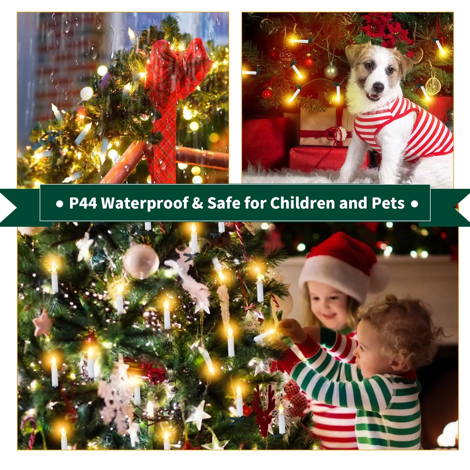 Christmas LED Candle String Light with Clips 8 Mode Remote Control Flameless Battery Operated Candle Light for Xmas Party Decor