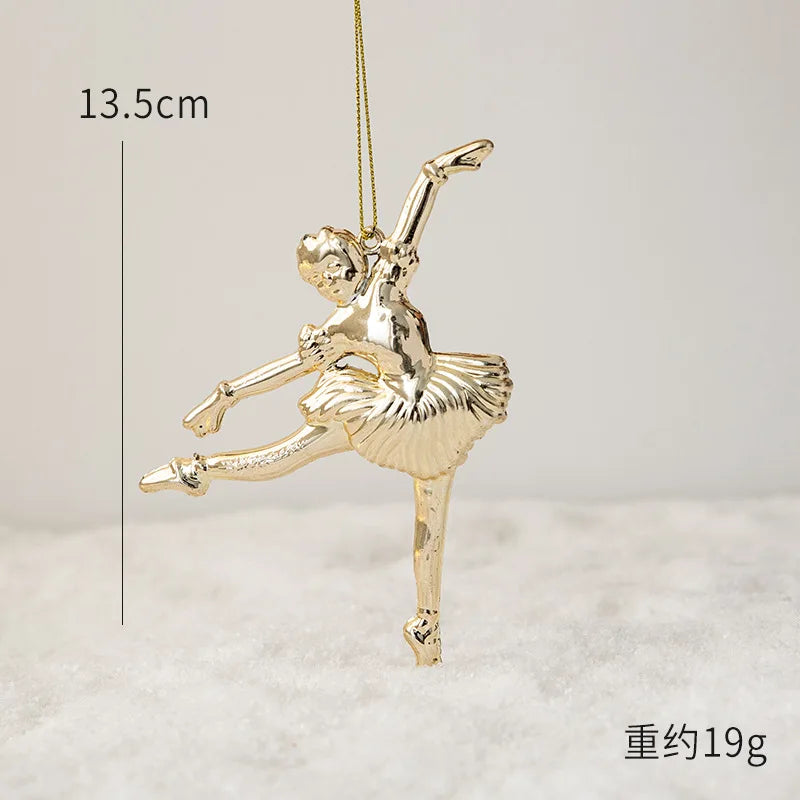 1pc Gold Silver Glitter Angel Ballerina Girl Pendants Merry Christmas Tree Decorations for Home Xmas Ornaments Hanging Pendant