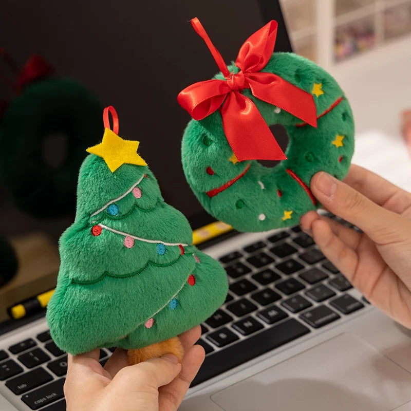 Christmas Series Gingerbread Plush Doll Key Pendant House Wreath Socks Glove Hat Snowman Tree Toy Christmas Tree Party Decor