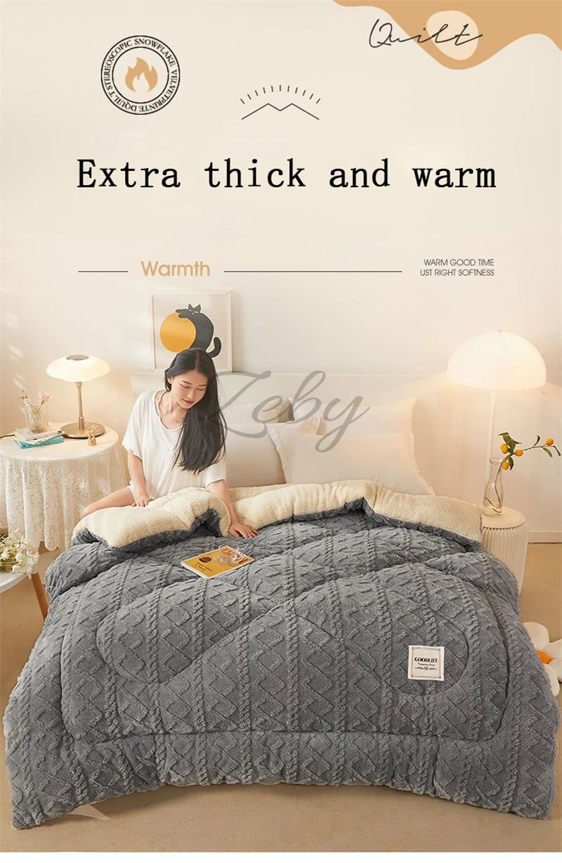 New Super Thick Winter Warm Blanket for Bed Artificial Lamb Cashmere Weighted Blankets Soft Comfortable Warmth Quilt Comforter