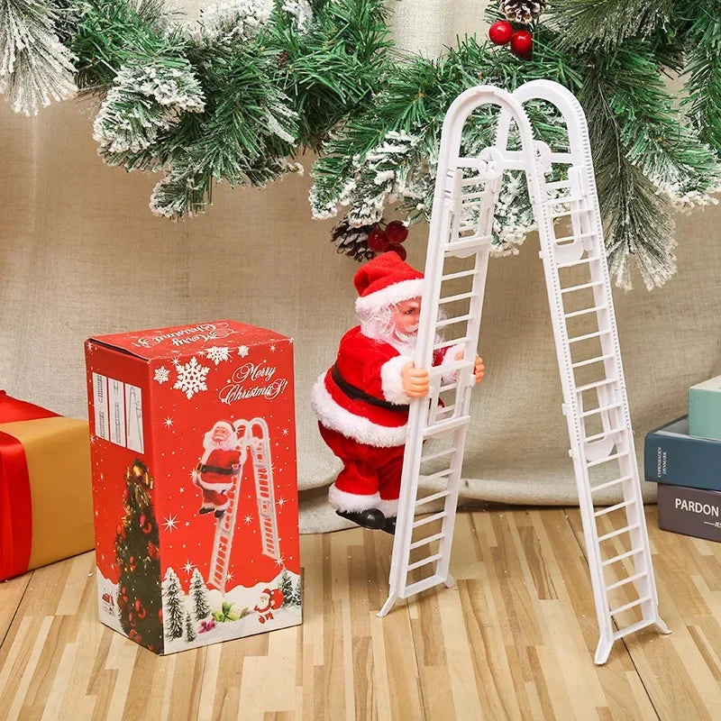 Electric Climbing Ladder Santa Claus Music Doll Christmas Ornament Decoration for Home Christmas Tree Hanging Decor NewYear Gift