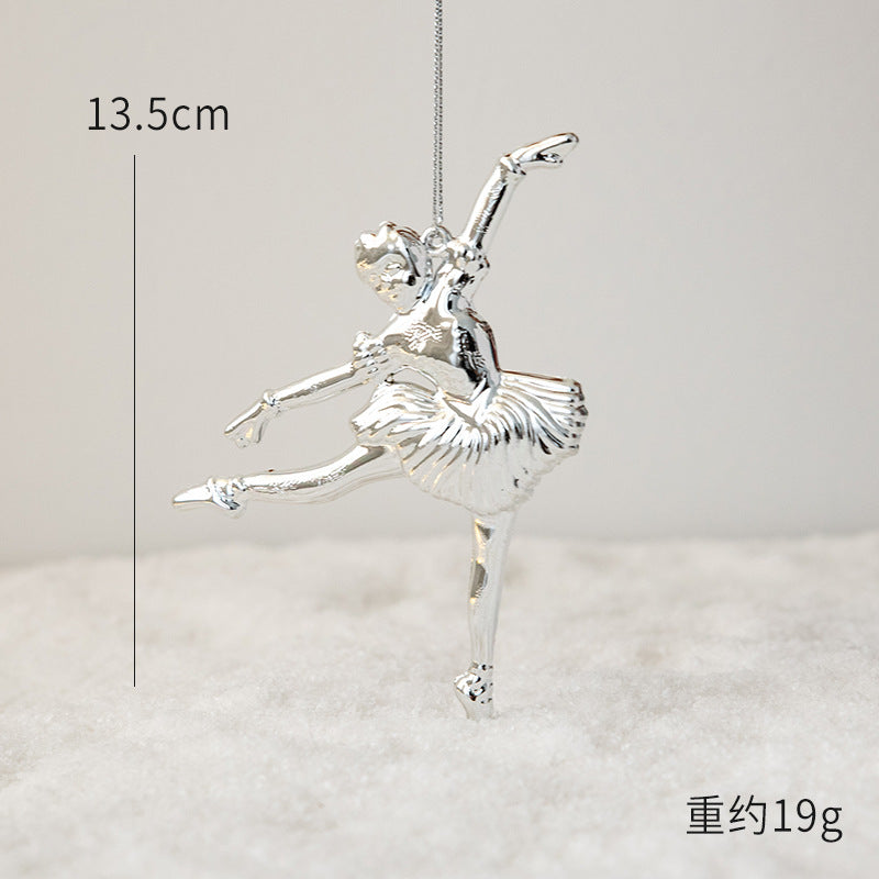 1pc Gold Silver Glitter Angel Ballerina Girl Pendants Merry Christmas Tree Decorations for Home Xmas Ornaments Hanging Pendant
