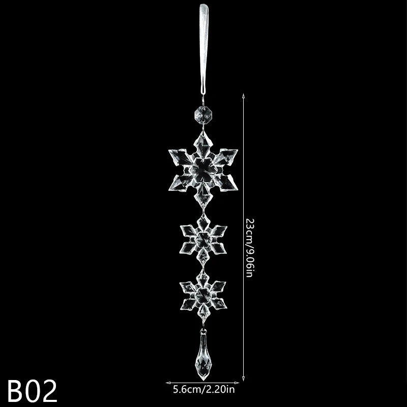 Christmas Crystal Ornaments Snowflake Christmas Tree Transparent Hanging Pendant Merry Christmas Party Decoration New Year 2024