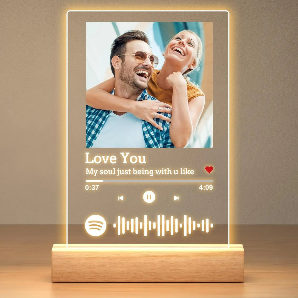 Customized Spotify Music Plaque Gifts For Anniversary Day Personalized Acrylic Photo Frame Lamp Custom Romantic Birthday Gifts