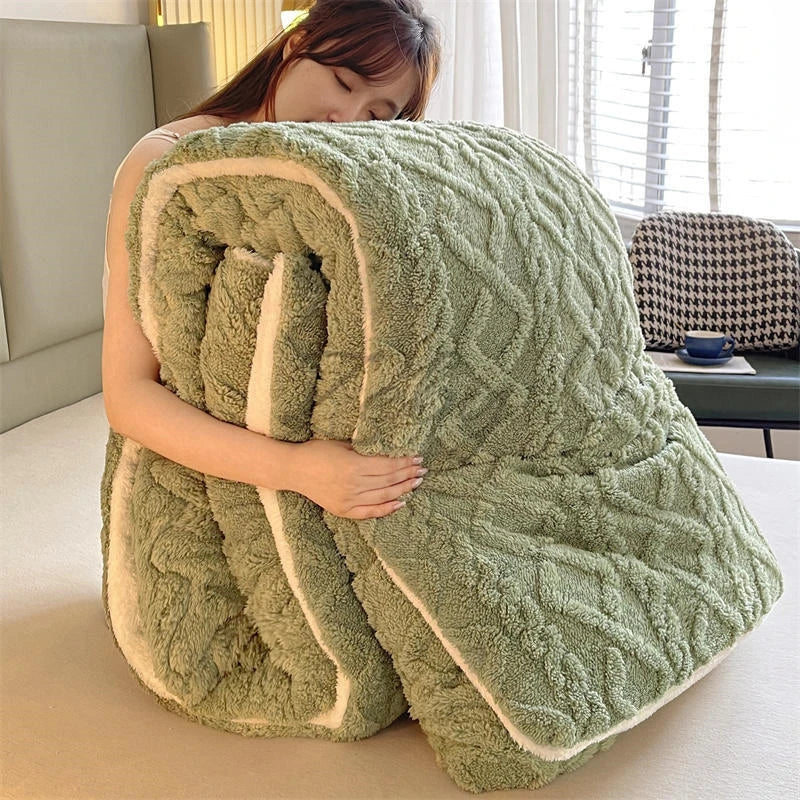 New Super Thick Winter Warm Blanket for Bed Artificial Lamb Cashmere Weighted Blankets Soft Comfortable Warmth Quilt Comforter