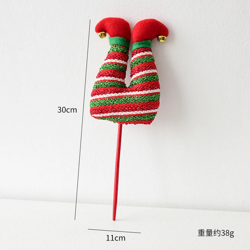 1 piece, Christmas elf figurine leg ornament, vase flower decoration, suitable for Christmas room and garden decoration.
