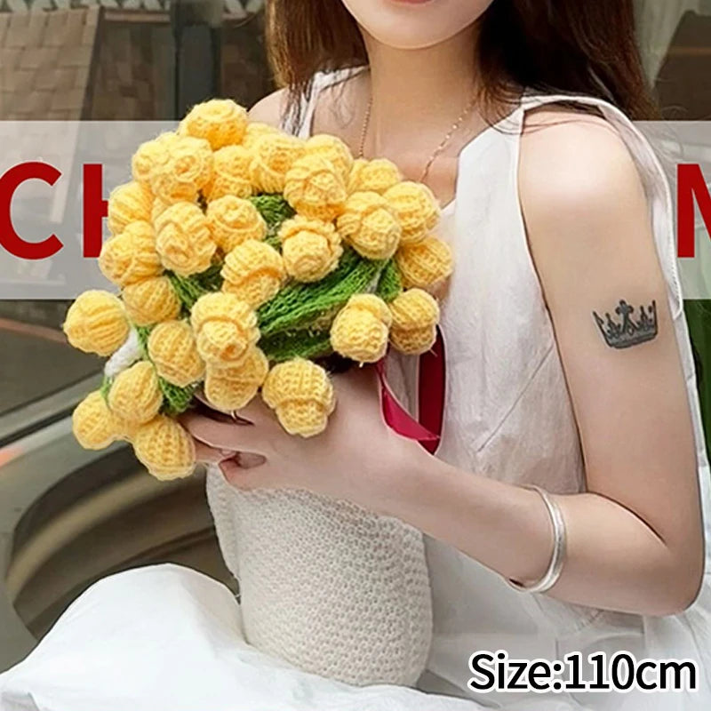 Rose Bouquet Blanket Crochet Sunflower Blanket Bouquet Handmade Blanket of Roses Sofa Blanket manta de rosas Manta De Ramo