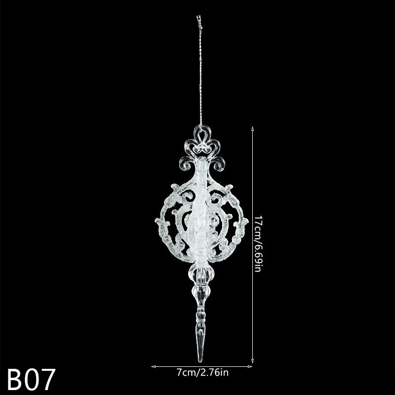 Christmas Crystal Ornaments Snowflake Christmas Tree Transparent Hanging Pendant Merry Christmas Party Decoration New Year 2024