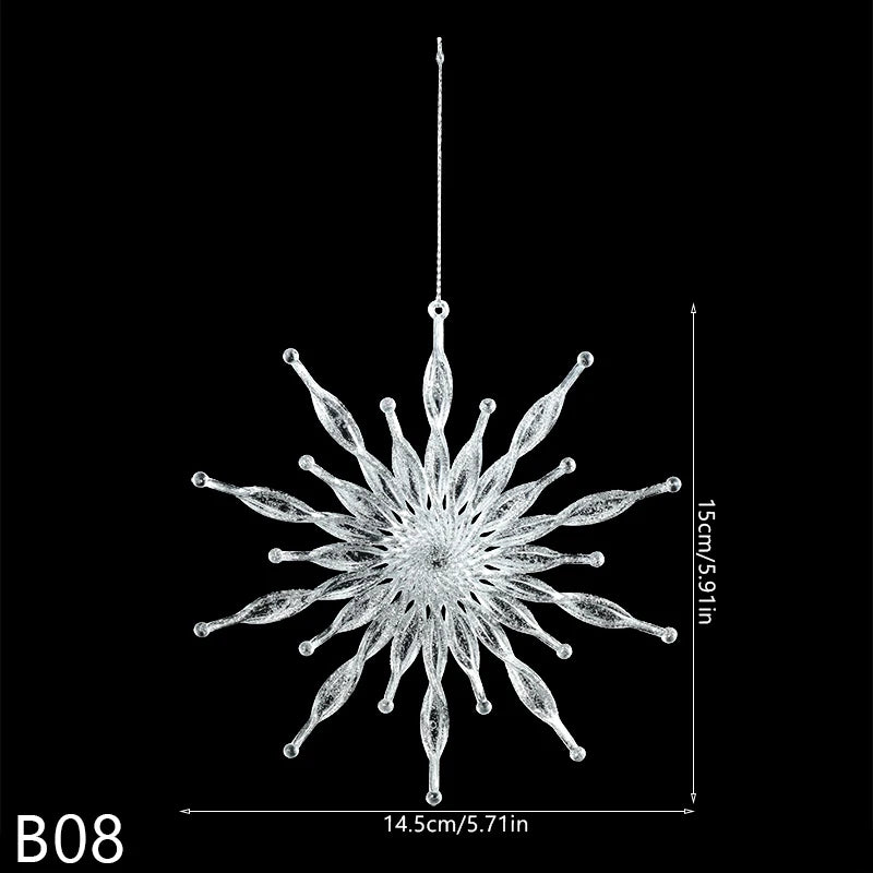 Christmas Crystal Ornaments Snowflake Christmas Tree Transparent Hanging Pendant Merry Christmas Party Decoration New Year 2024