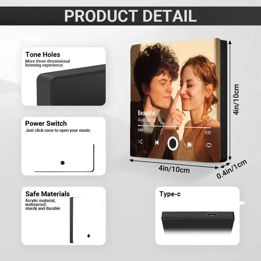 Customized Photo Music Fridge Magnet with Frame, Personalized Refrigerator Magnets, Best Christmas Gift For Girlfriend For Wife
