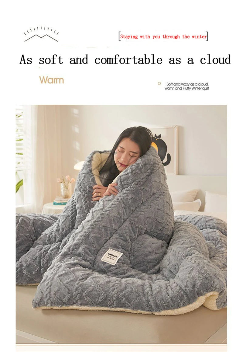 New Super Thick Winter Warm Blanket for Bed Artificial Lamb Cashmere Weighted Blankets Soft Comfortable Warmth Quilt Comforter