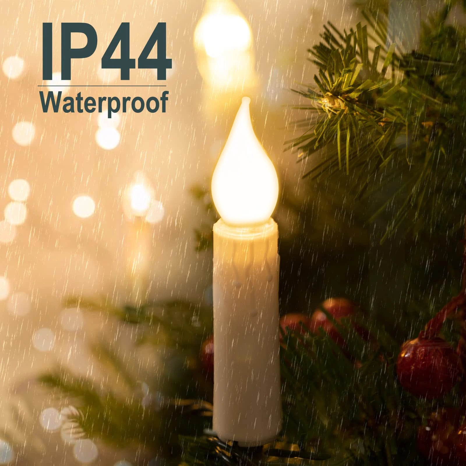 Christmas LED Candle String Light with Clips 8 Mode Remote Control Flameless Battery Operated Candle Light for Xmas Party Decor