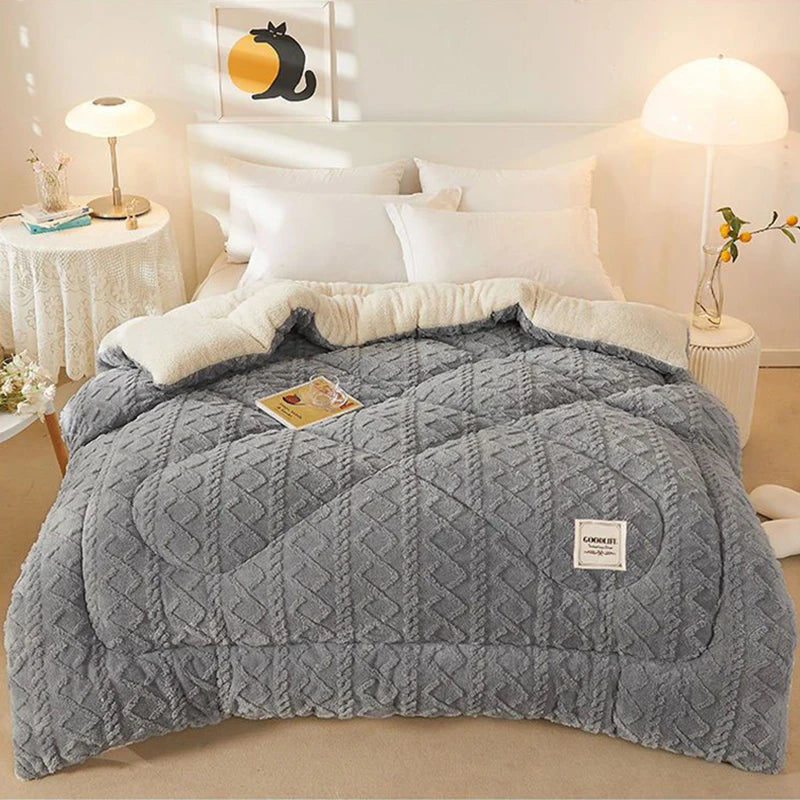 New Super Thick Winter Warm Blanket for Bed Artificial Lamb Cashmere Weighted Blankets Soft Comfortable Warmth Quilt Comforter