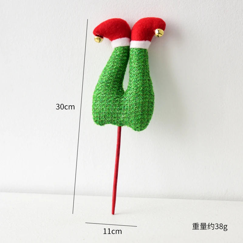 1 piece, Christmas elf figurine leg ornament, vase flower decoration, suitable for Christmas room and garden decoration.