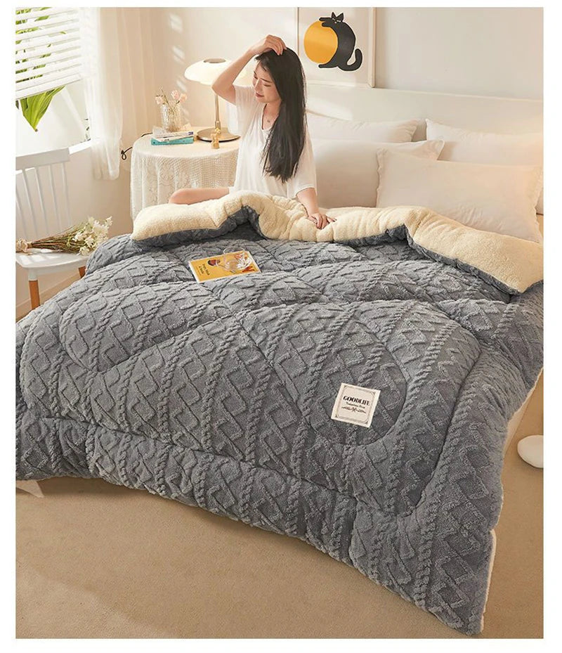 New Super Thick Winter Warm Blanket for Bed Artificial Lamb Cashmere Weighted Blankets Soft Comfortable Warmth Quilt Comforter