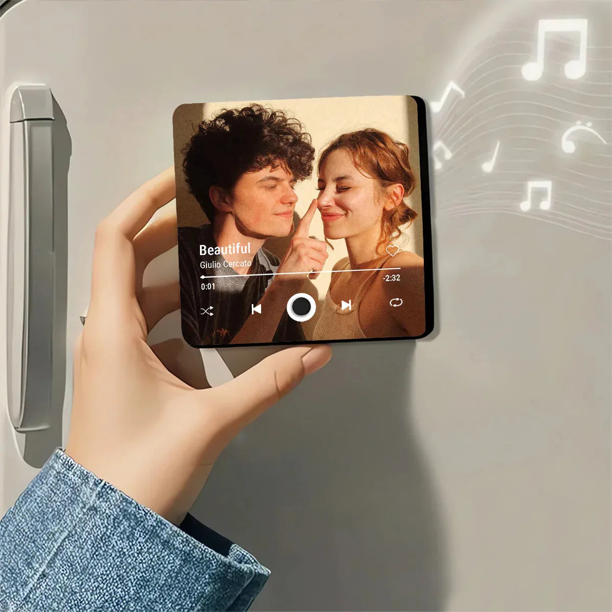 Customized Photo Music Fridge Magnet with Frame, Personalized Refrigerator Magnets, Best Christmas Gift For Girlfriend For Wife
